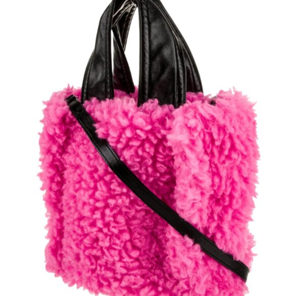 NWT Stand Studio Lucille fluffy shearling pink bag in Blossom - Picture 5 of 14